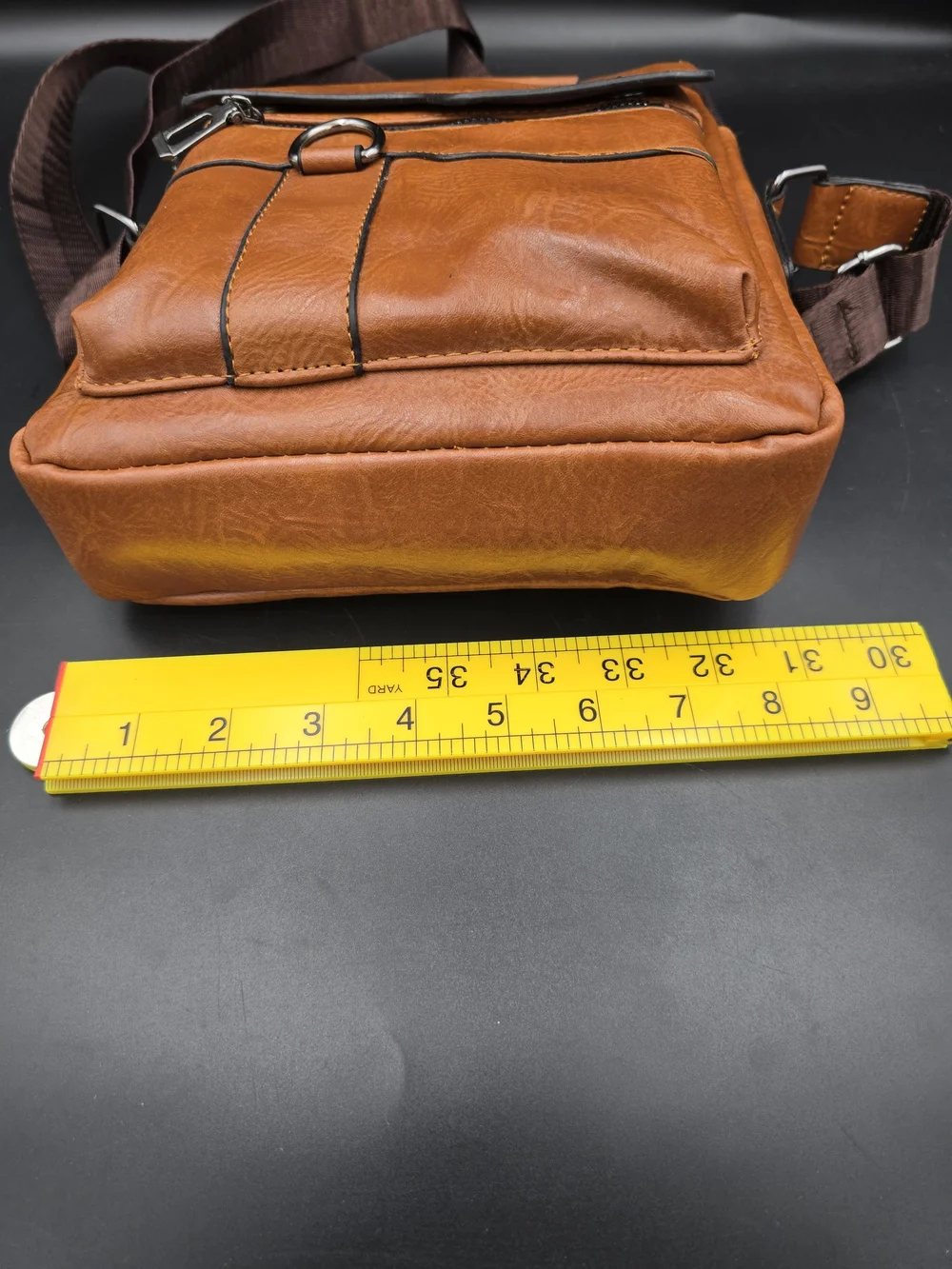 Tan Leather Messenger Crossbody for Men